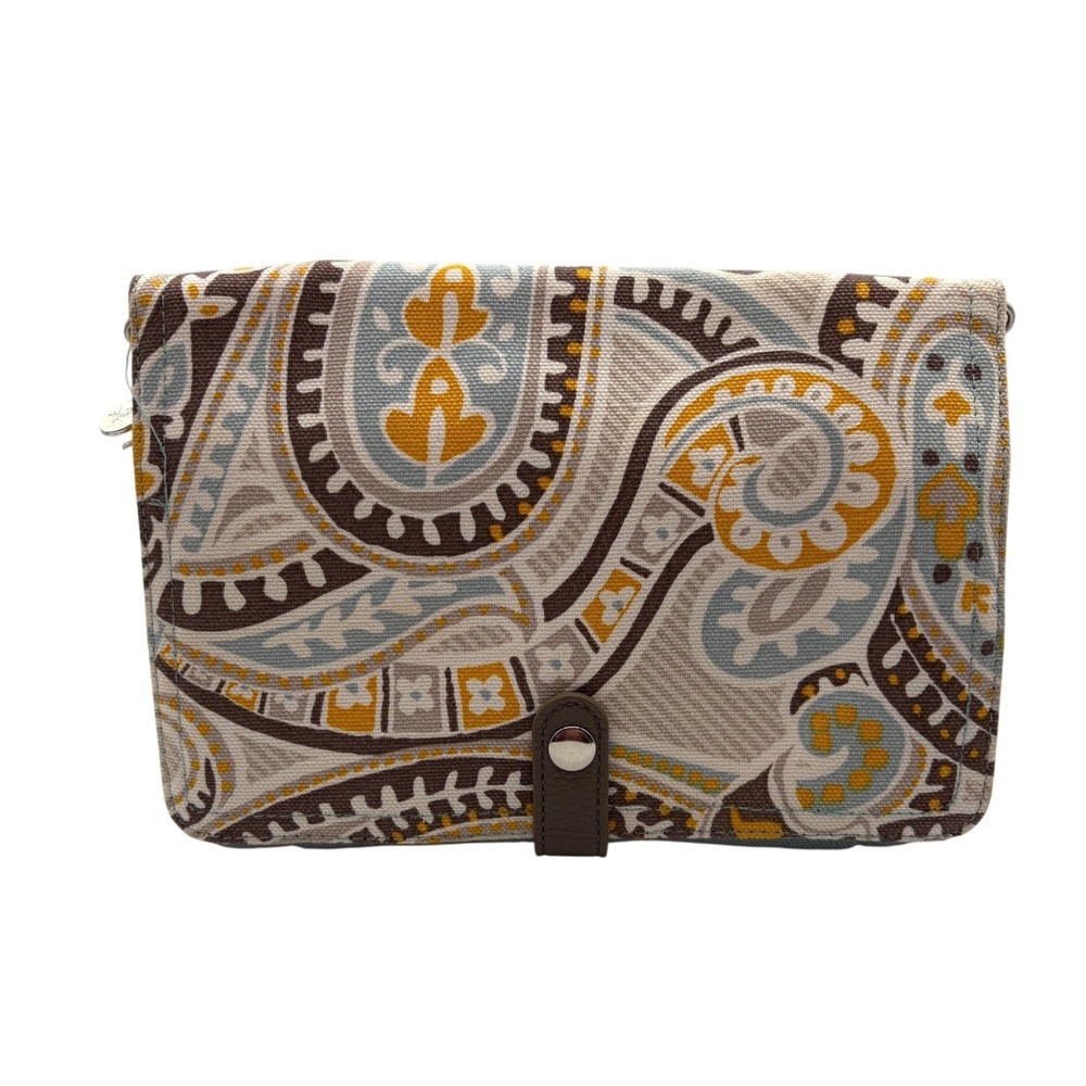 Thirty-One Crossbody Wallet Bag Women Small Blue Paisley Excellent Canvas Clutch